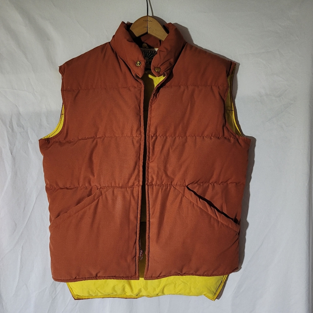 Struggle Gear Down Vest Men’s Burnt Orange/Yellow M made in USA